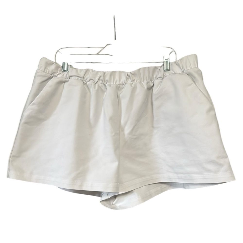 Good American White High Rise Relaxed Fit Weekend Poplin Shorts Pockets Sz 5=2x - Picture 7 of 11